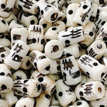 拾悦手作材料/7x12mm左右/尼泊爾進口天然牛骨手工雕刻屍陀林長桶珠/特色醜/配珠/牛骨/DIY/藏傳/台灣現貨出貨