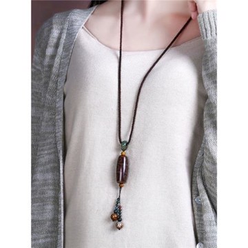 復古毛衣鏈天珠吊墜女簡約百搭掛件配飾民族風項鏈裝飾鏈子新款