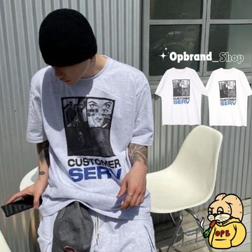 【OPB】樂團 SERV CUSTOMER 四格圖像 細絨布 情侶 寬鬆 city boy 短袖