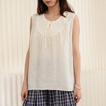 亞麻圓領無袖上衣 背心101273C