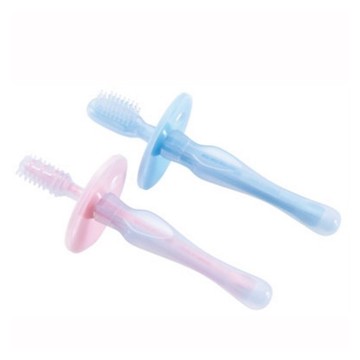 KUKU酷咕鴨 幼兒學習矽膠牙刷組2入(粉/藍)