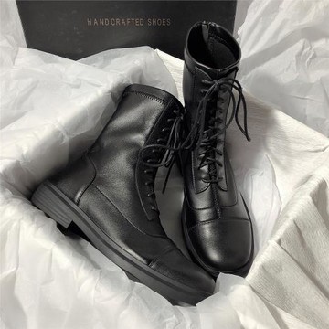 森嶼海巷 2025新款顯瘦真皮平底彈力靴韓版瘦瘦短靴百搭簡約靴子