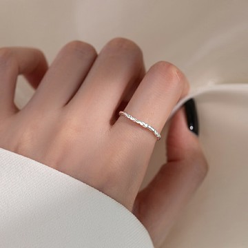 戒指 開口戒指 女戒指 925純銀糖紙戒指輕奢食指戒素圈女指環夏小眾設計感尾戒『ZW6506』