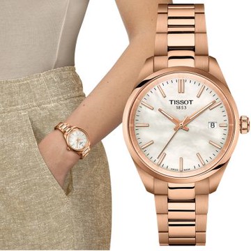 TISSOT 天梭 官方授權 T150.210.33.111.00 PR100 珍珠貝石英女錶 618限定禮遇 送禮推薦-玫瑰金/34mm T1502103311100