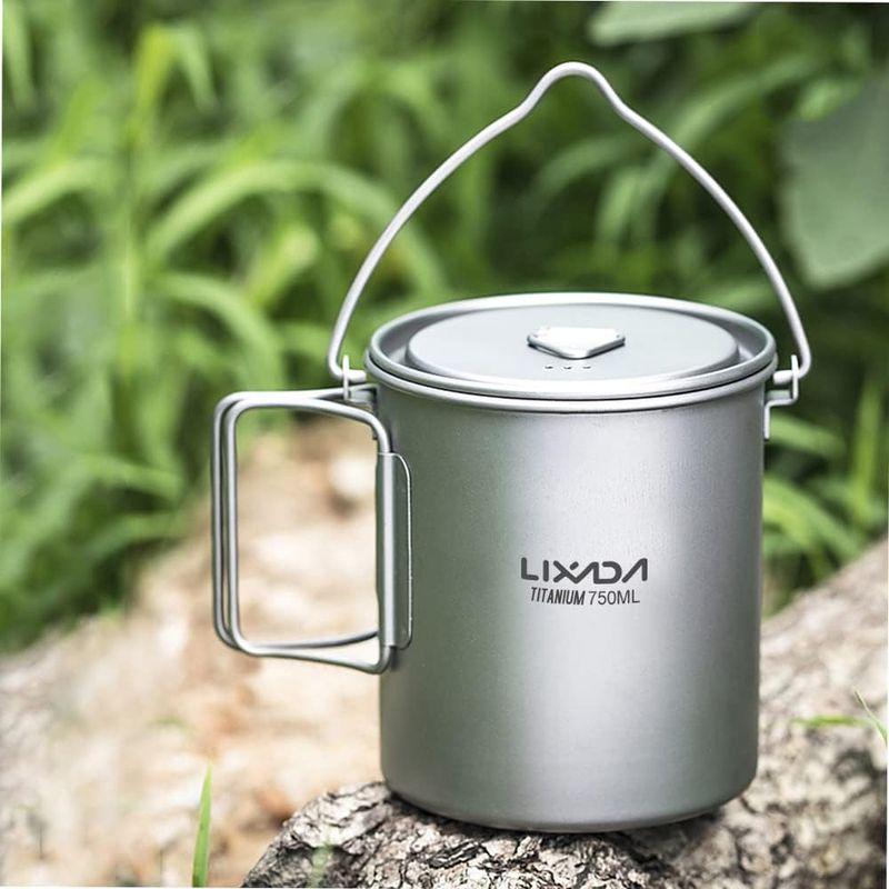 Lixada Titanium Water Mug Cup with Lid and Foldable Handle Ultralight