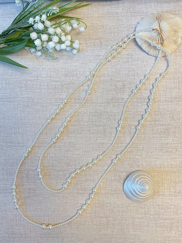 Ballet_8mm大珠小珠落玉盤長珍珠項鍊毛衣