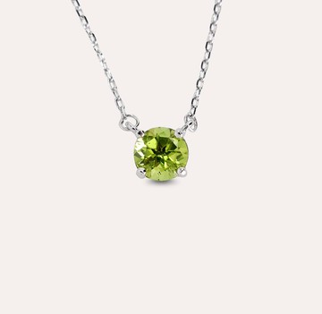 安珠 橄欖石 綠色 圓形 6mm 項鍊 經典系列 Round N 寶石銀飾 AND