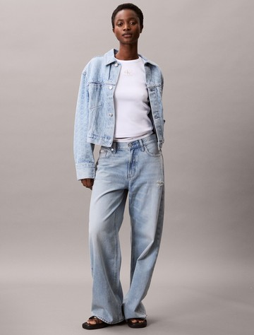 Calvin Klein Monogram Logo Cropped Denim Jacket