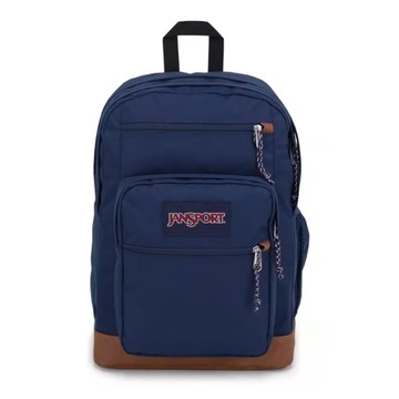 【JANSPORT】COOL STUDENT復古風格+PU皮革後背包 - 海軍藍 JS0A2SDD003