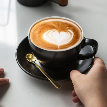 W1TR加厚啞光陶瓷拿鐵咖啡杯拉花歐式杯碟套裝300ml