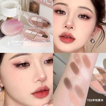 【新品】✨️罗小曼九色眼影盘高光腮红修容盘 面部综合一体盘 全能盤 大地色 秋冬女 淡顏係妝容 學生黨 平價彩妝