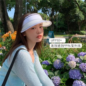 趙露思同款遮陽帽女夏季UV防紫外線空頂帽子戶外防曬太陽帽