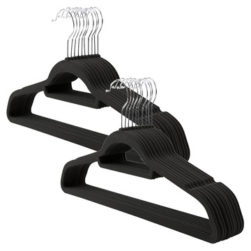 小麥購物 植絨衣架  黑色  20個