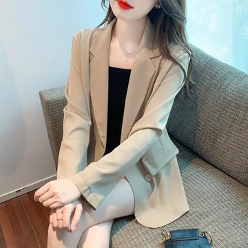 卡其色高級感西裝外套女春季新款設計感小眾寬松顯瘦外搭上衣開衫
