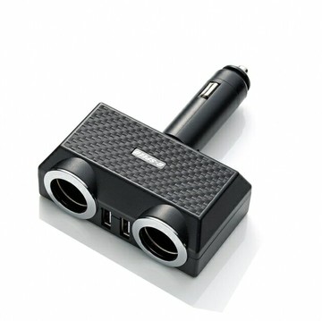 權世界@汽車用品 G-SPEED 碳纖紋 3.2A 2孔+2USB 直插可調式電源插座擴充器 車充 XR-09