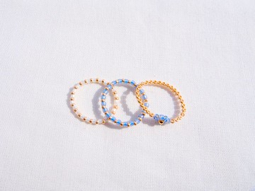 串珠戒指 三連款 【 blue 】