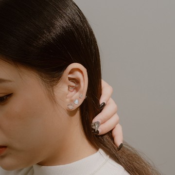 閃閃光澤愛心耳環三件組