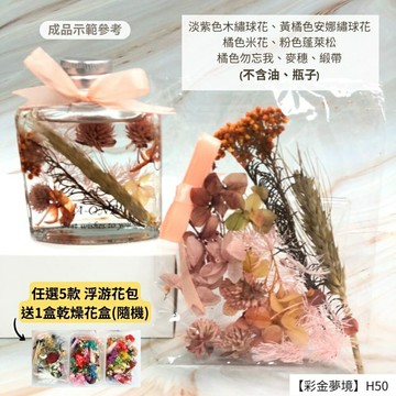 【A-ONE】浮游花DIY花材包 DIY繽紛天然乾燥花 花藝花材包 蓬萊松 勿忘我 穗 永生花 浮油花 H50