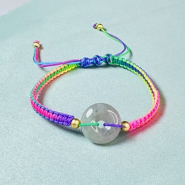 【願‧平安】冰種翡翠平安扣編織手鍊 | 天然緬甸玉A貨翡翠 |送禮