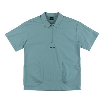 NCAA 短T 灰藍 拉鍊 半開襟 多口袋 上衣 中性 7325149181