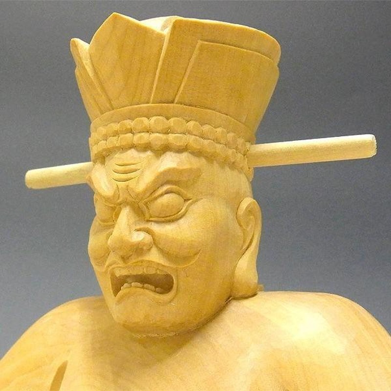 特大高82cm 井波彫刻 一刀彫り時代彫刻 仏師で仕上げ品孔雀明王座像