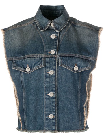 ISABEL MARANT - Tyra frayed denim gilet - women - Cotton - 36 - Blue