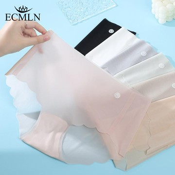 ECMLN超薄面膜褲冰絲內衣女酷內褲裸色透氣無縫三角褲