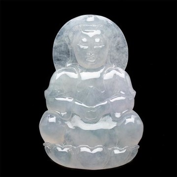 【雅紅珠寶】天然冰種春帶彩翡翠玉項鍊-觀世音菩薩-慈悲喜捨