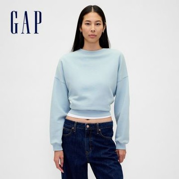 【GAP】女裝|圓領大學T-淡藍色(548299)