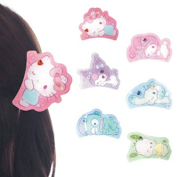 小禮堂 Sanrio 三麗鷗 造型水鑽鯊魚夾 (趴姿眨眼款) Kitty 酷洛米 大耳狗 人魚漢頓