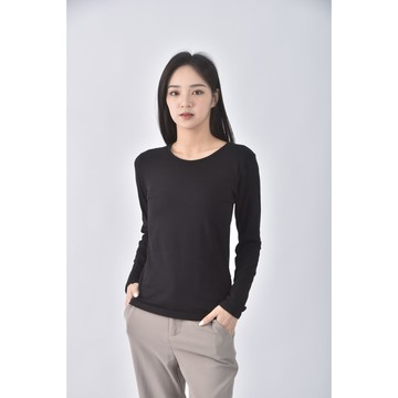 (M) uniqlo質感圓領黑色長袖上衣二手衣