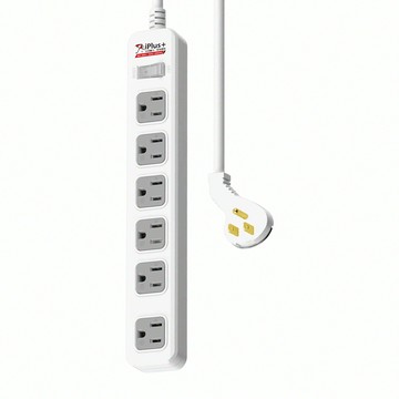 iPlus 保護傘 1切6座安全延長線組 3孔  2.7m  白色  1個