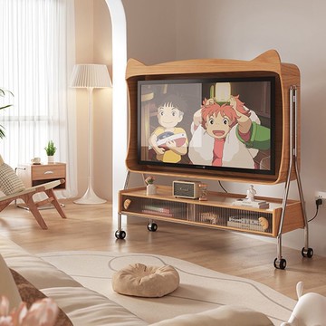 支架 掛架 展示架 置物架 整 理架 落地式支架 壁掛式支架 壁掛式置物架 整理架 電視架 電視機支架 龍貓電視架簡約客廳臥室實木55/65/75寸落地可移動高腳視聽柜 免運附發票 快速出貨 pyy0630