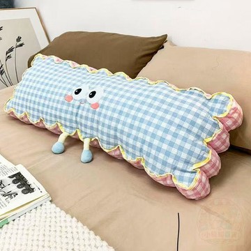 🏷️安心賣場🏷️同款波浪紋路長條抱枕毛絨  玩具  牀上沙發靠墊   枕頭   格子抱枕禮物