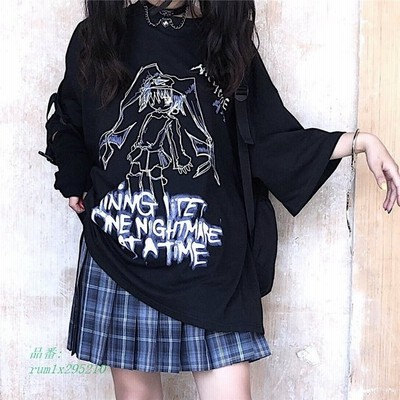 Tシャツ 半袖 夏服 トップス プリント 病みかわいい レディース ティーシャツ地雷系 通販 Lineポイント最大get Lineショッピング