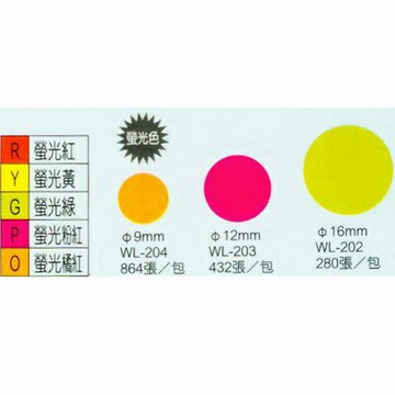 【文具通】華麗牌螢光圓點標籤WL-202Y黃16mm 832pcs M7010085【APP滿額下單4%點數(單一帳號最高1000點)】7/31止