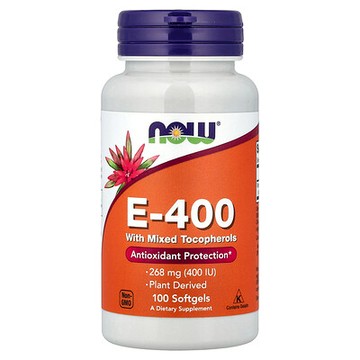 NOW Foods, E-400，含混合生育酚，268 毫克（400 國際單位），100 粒軟凝膠