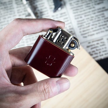 【男士大版 煤油 打火機】Cordovan馬臀皮  客製化刻字