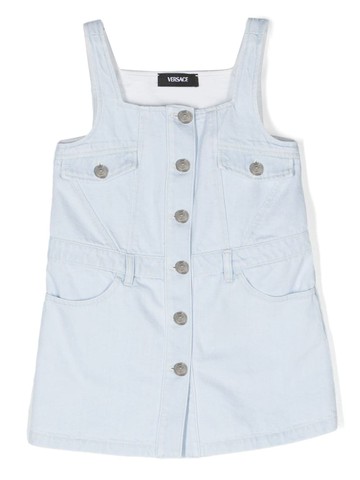 Versace Kids - panelled denim dress - kids - Polyester/Cotton/Cotton - 4 - Blue