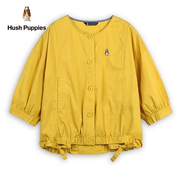Hush Puppies 上衣 女裝簡約素色下擺抽帶七分袖上衣