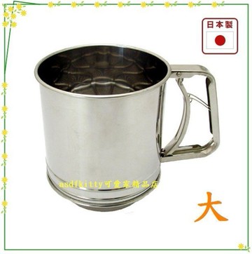 asdfkitty*日本川嶋手壓式304不鏽鋼麵粉篩大-單手操作.麵粉不亂飄-PP-506-日本製
