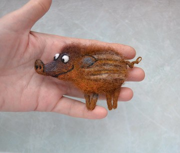 野豬小豬別針針氈豬仿製胸針女用羊毛動物