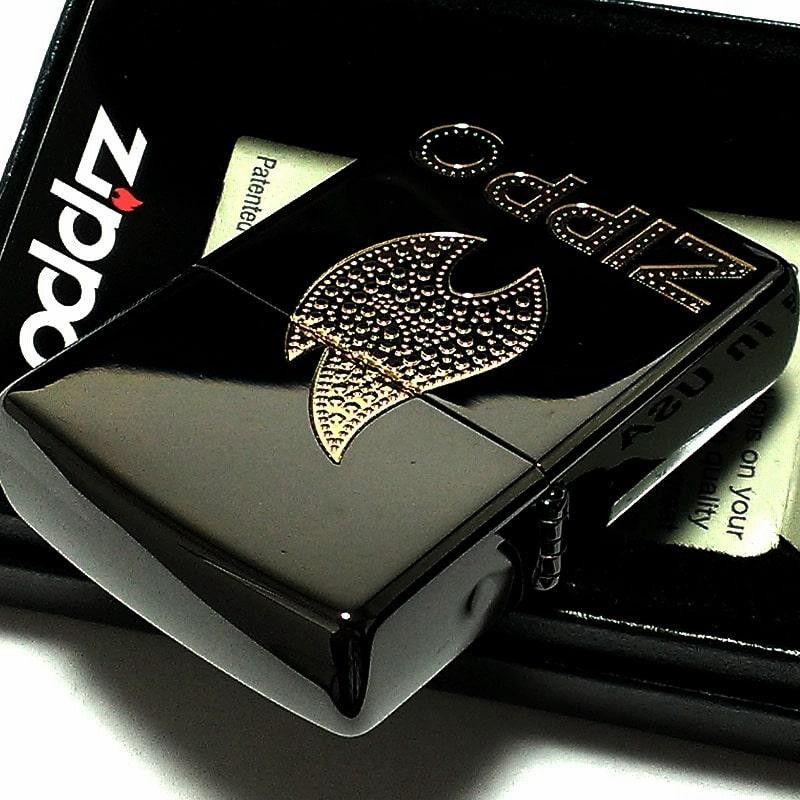 ZIPPO ロゴ 炎 ジッポ ライター エッチング彫刻 エンボス加工 ブラック