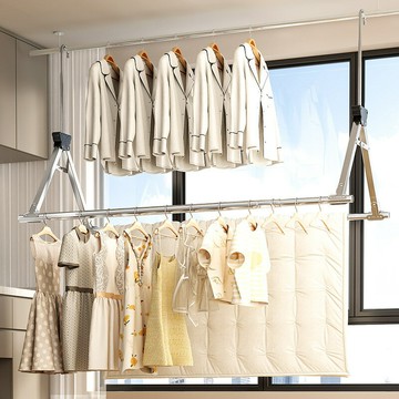 源頭工廠居家可伸縮晾衣架陽臺伸縮晾衣桿不銹鋼可調節晾衣免打孔