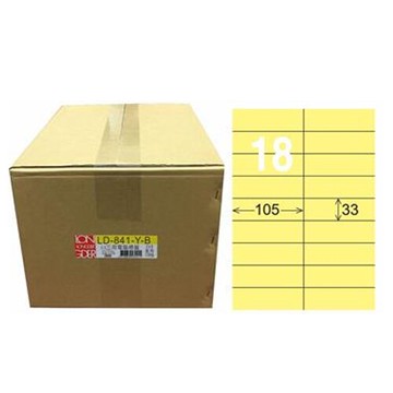 【龍德】A4三用電腦標籤 33x105mm 淺黃色1000入 / 箱 LD-841-Y-B