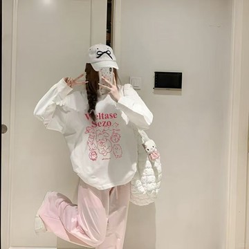 入秋韓系氛圍感慵懶風穿搭白色長袖T恤薄款內搭打底衫寬鬆上衣女
