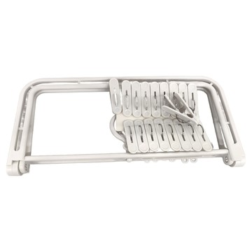 懶角落 多功能折疊式防風曬衣架 18夾  1個  淺灰白