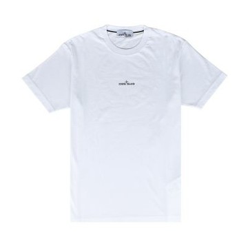 Stone Island 黑十字羅盤LOGO印花純棉短袖T恤(男款/白)