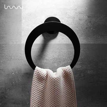 北歐實心毛巾環歐式304不銹鋼毛巾掛毛巾架浴巾環浴室五金掛件