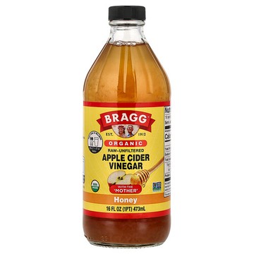 Bragg, 有機未加工未過濾蘋果醋，蜂蜜，16 液量盎司（473 毫升）